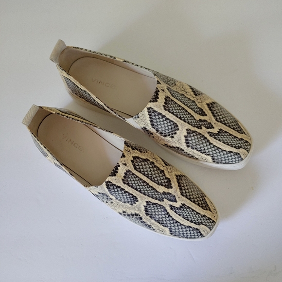Vince Saxon 2 Slip On Platform Sneakers Shoes Snakeskin Size 8 - Picture 5 of 16